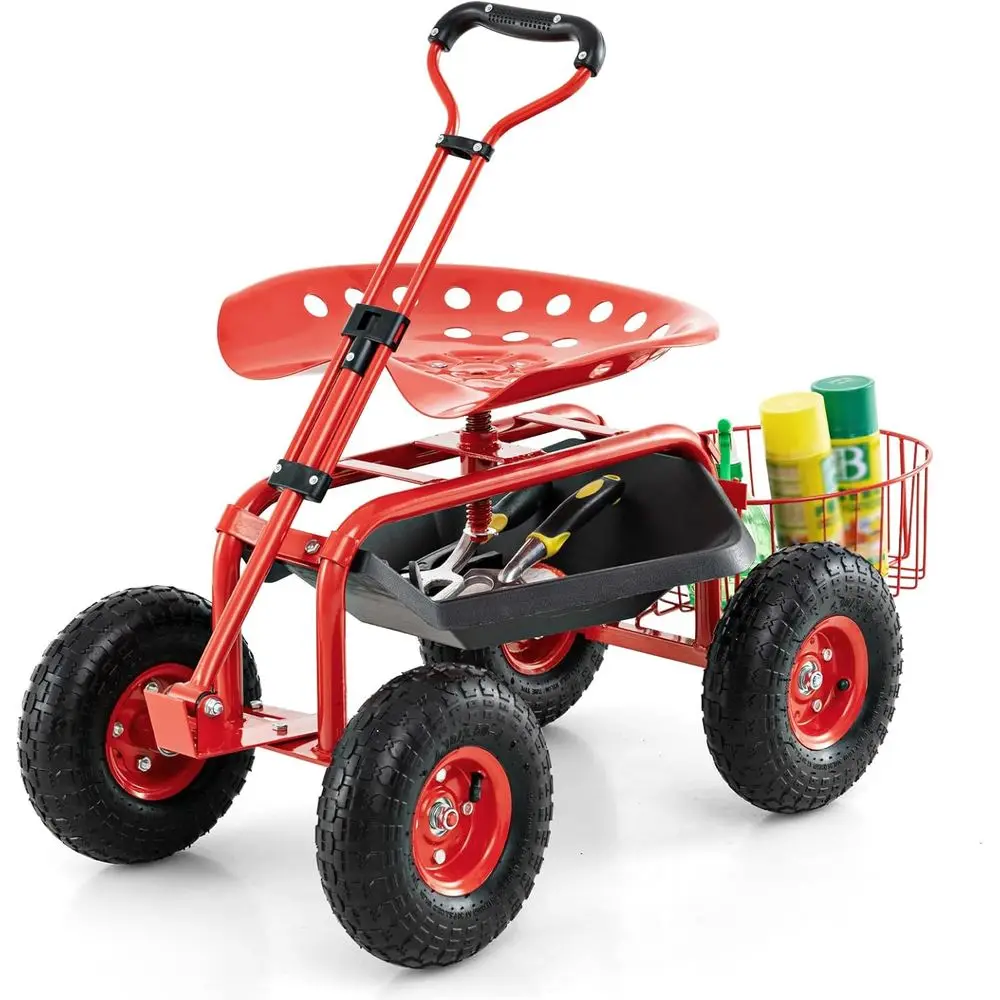 Gardening Tools Basket - Carrello da Giardino Regolabile con Sedile